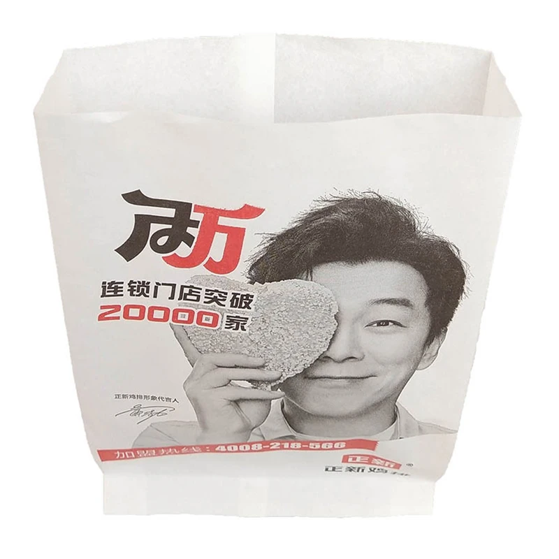 Flexography custom kraft paper bag for fried food take away food paper bag