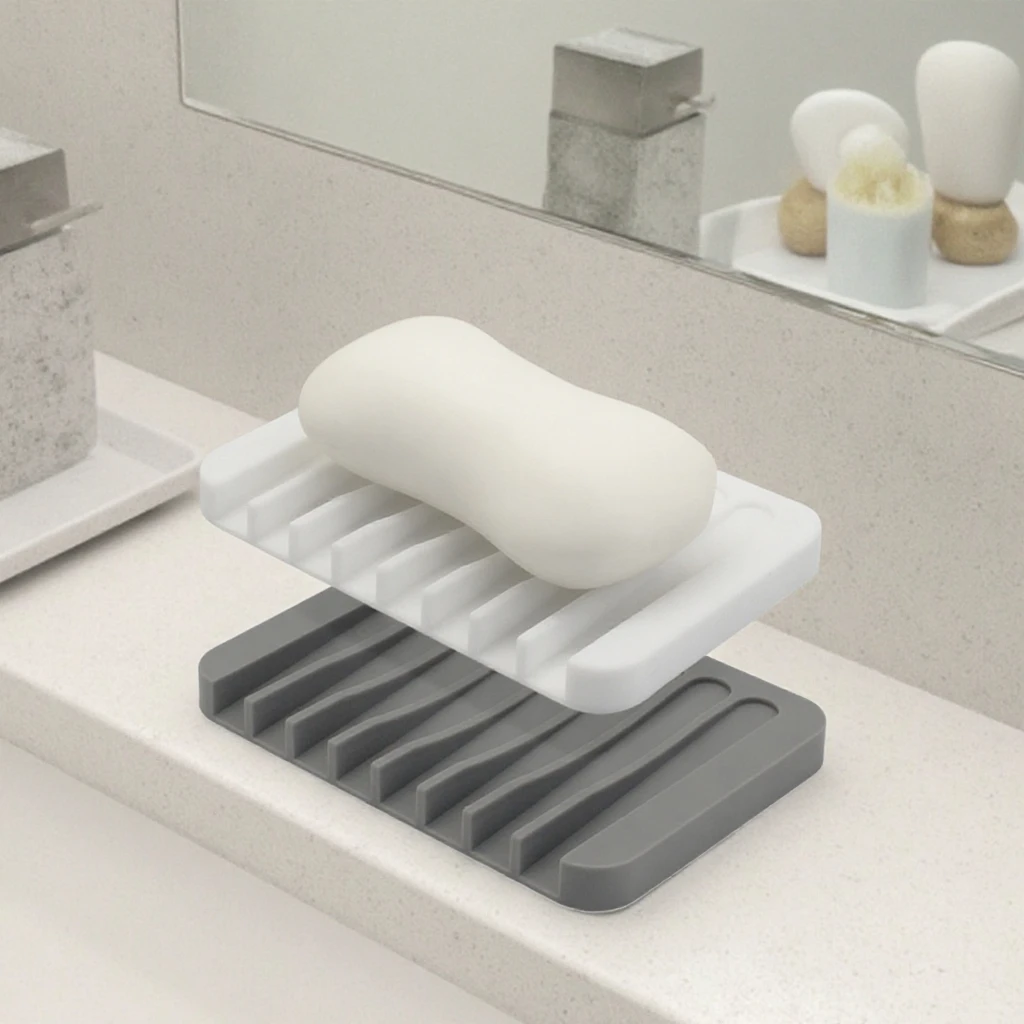 Bathroom Creative Colorful Soap Dishes Soap Tray Lift Non-slip Silicone Soap Pad