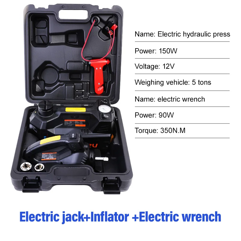 
3 in 1 electric car hydraulic jack 1-10T car jacks 12v electric jack 3ton with air pump and eclctric impact wrench Car Jack 