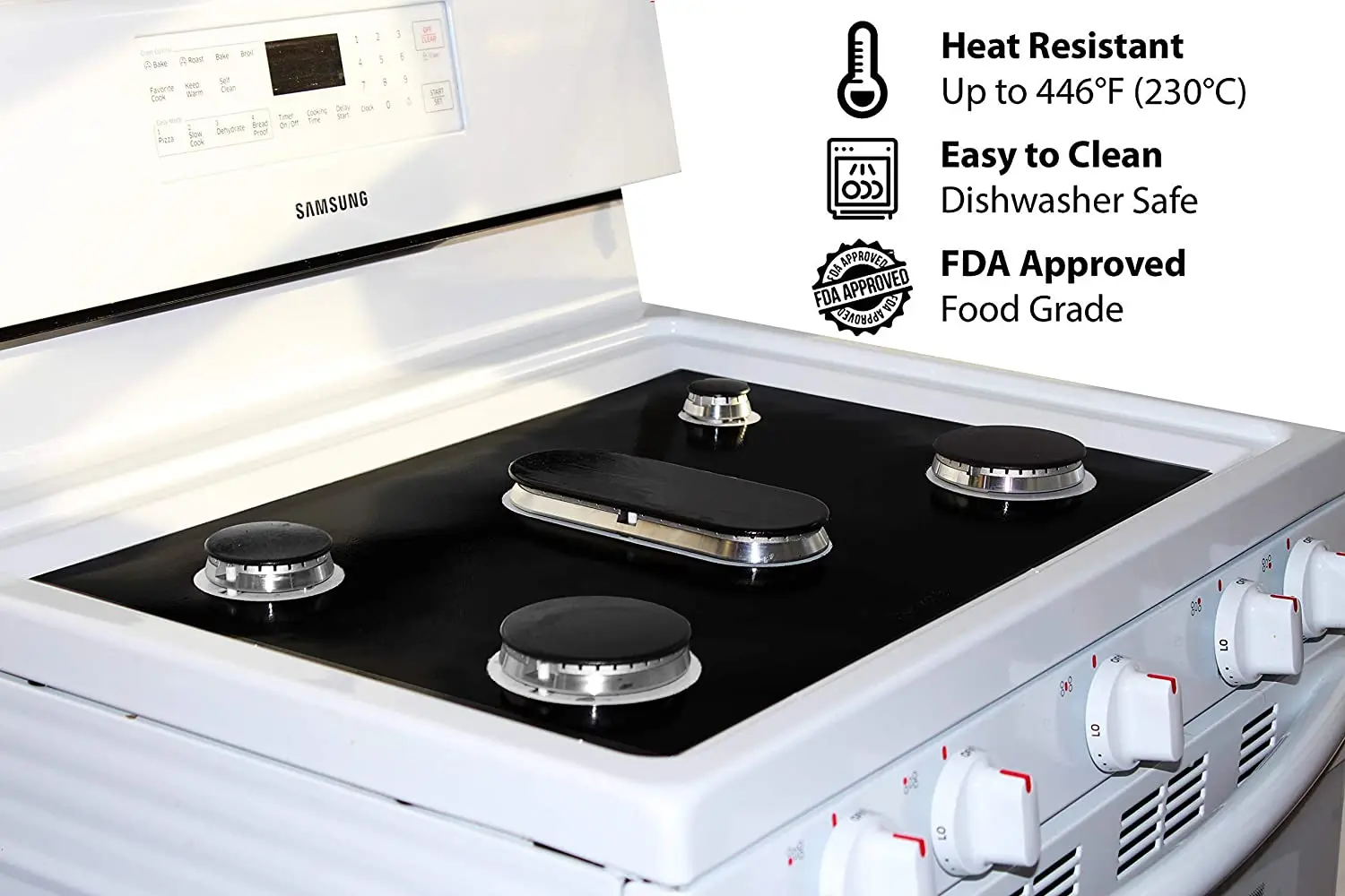 2024 hot new style Customized 5-burner ptfe stovetop protector62*41.5cm black gas stove cover burner protector liner
