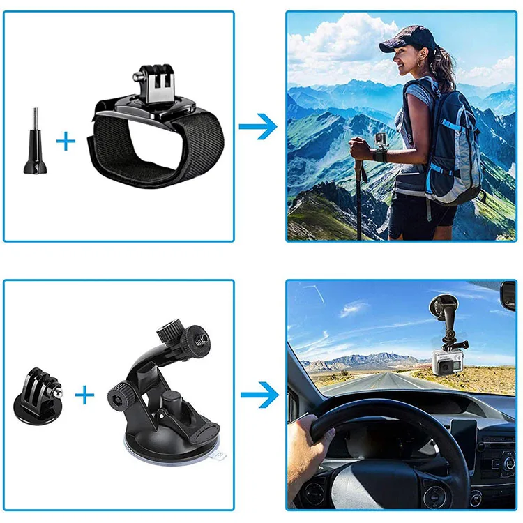Набор аксессуаров для экшн-камеры Gopro 9 8 7 6 5 4 3 Yi 2K Xiaomi Xiaoyi аксессуары