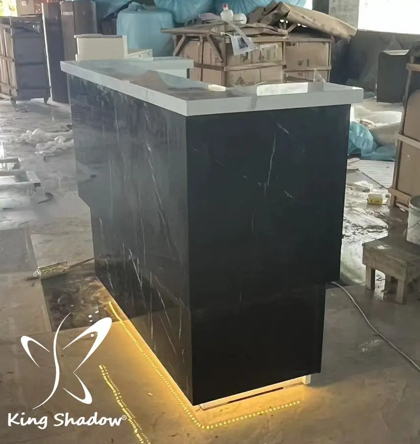 Modern Office Furniture Cash Register Beauty Salon Bar Office reception desk Front desk with LED light marble material