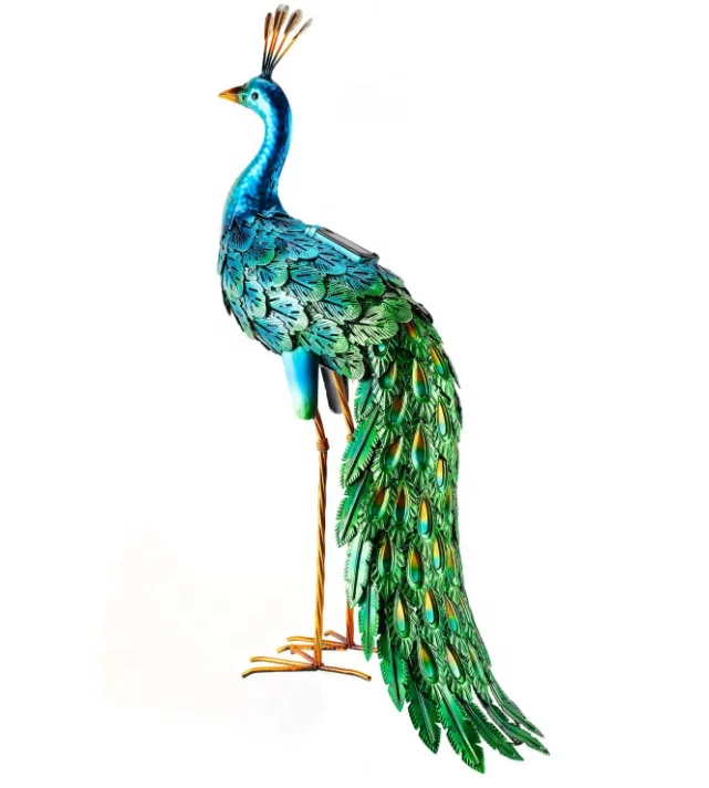 Лидер продаж Amazon, уличная статуя павлина на солнечной батарее, садовый декор, металлический двор, искусство для газона, заднего двора, украшение для вечеринки и свадьбы