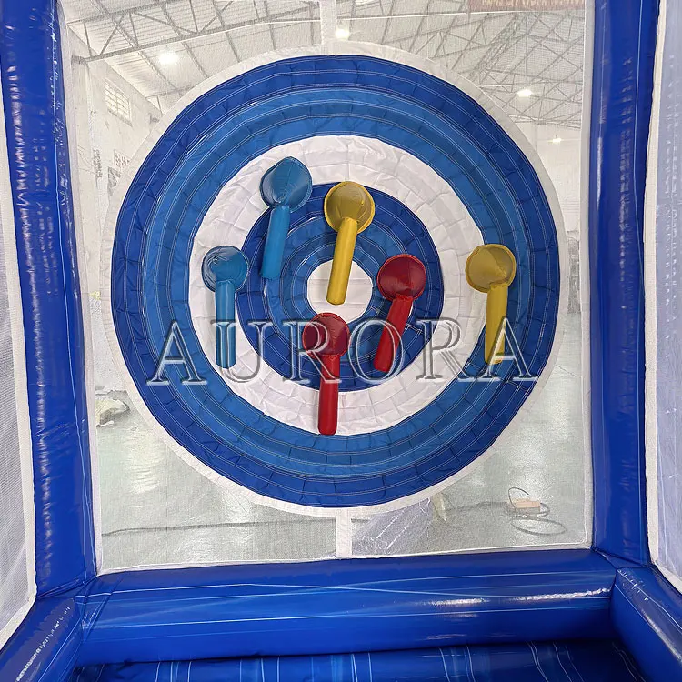Outdoor Interactive Carnival Game Double Inflatable Flying Axe Throwing Target Giant PVC Inflatable Throwing Axe Sale