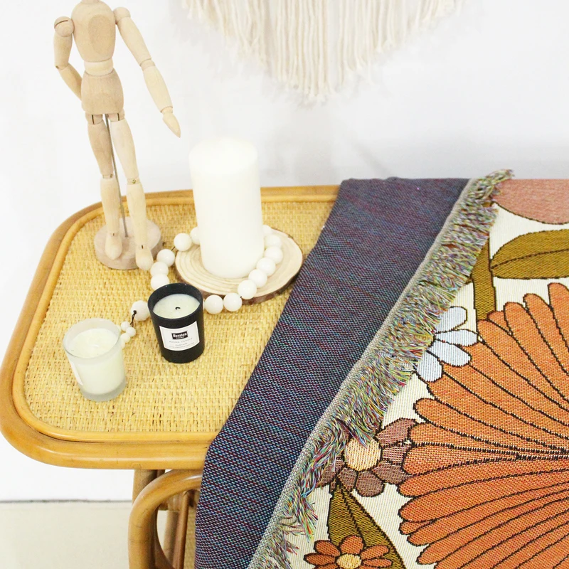 Тканый гобелен с цветами и растениями на заказ, сказочный чехол для дивана в деревенском стиле, настенное одеяло для спальни