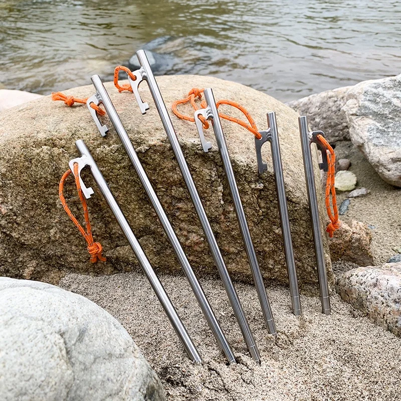 Longsen heavy duty outdoor camping tent Aluminum alloy stake and beach multi colors camp metal stake Tent Accessories