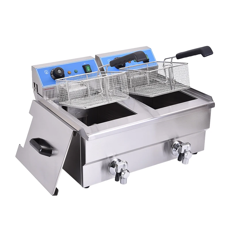 Commercial LPG Double Basket Outdoor Countertop 17 Liter 2tank Free Line For table Top Kitchen Electric Deep fryer