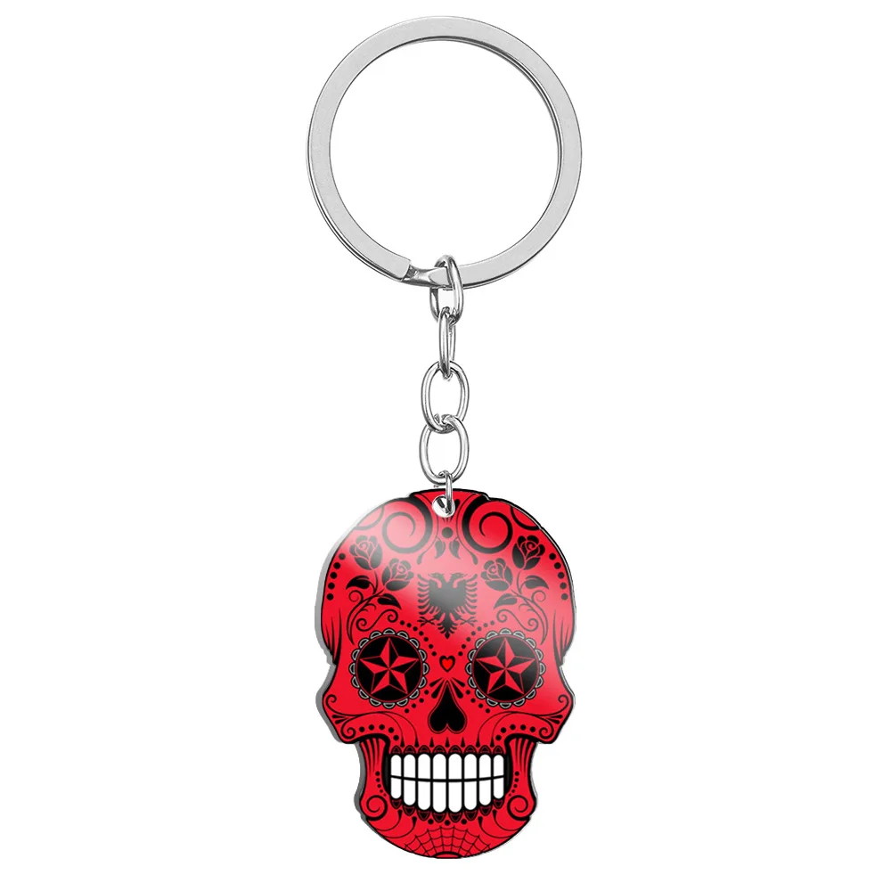 Wholesale High Quality World Metal Puerto Rican Halloween Keychain Peace Pendant Lobster Button Key Ring