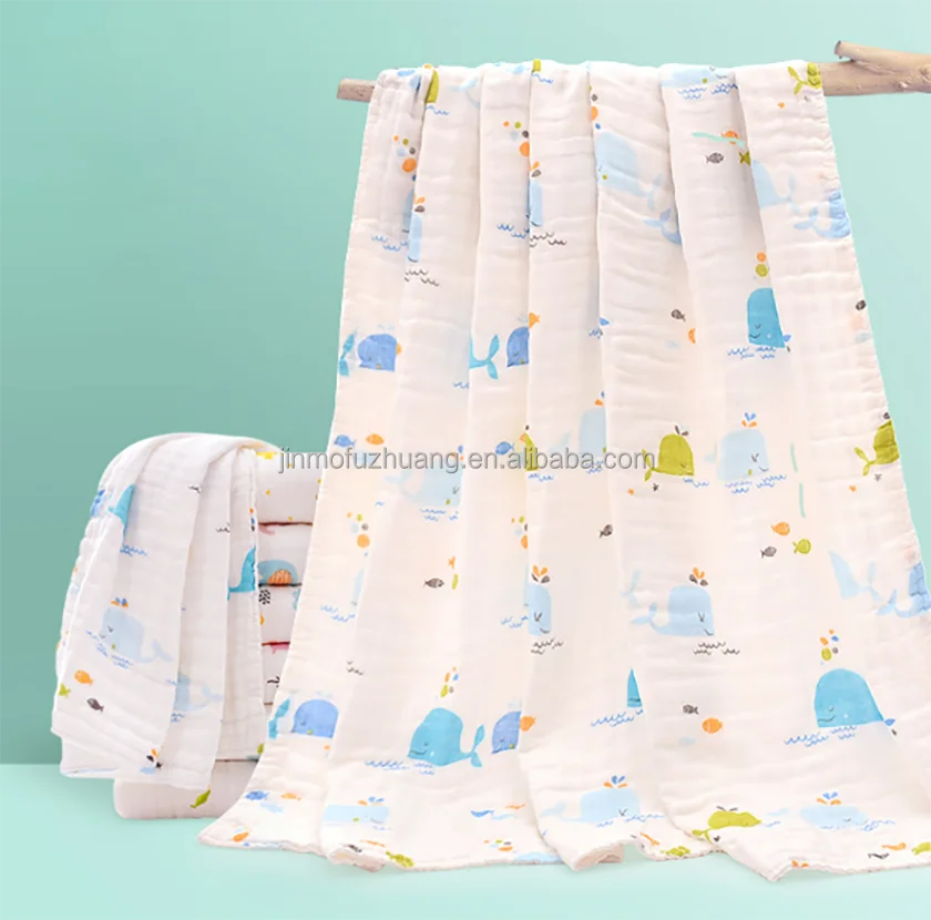 6 Layer Newborn Baby Bath Shower Towel 100% Organic Cotton Muslin Newborn Baby Swaddle Blanket Sleeping
