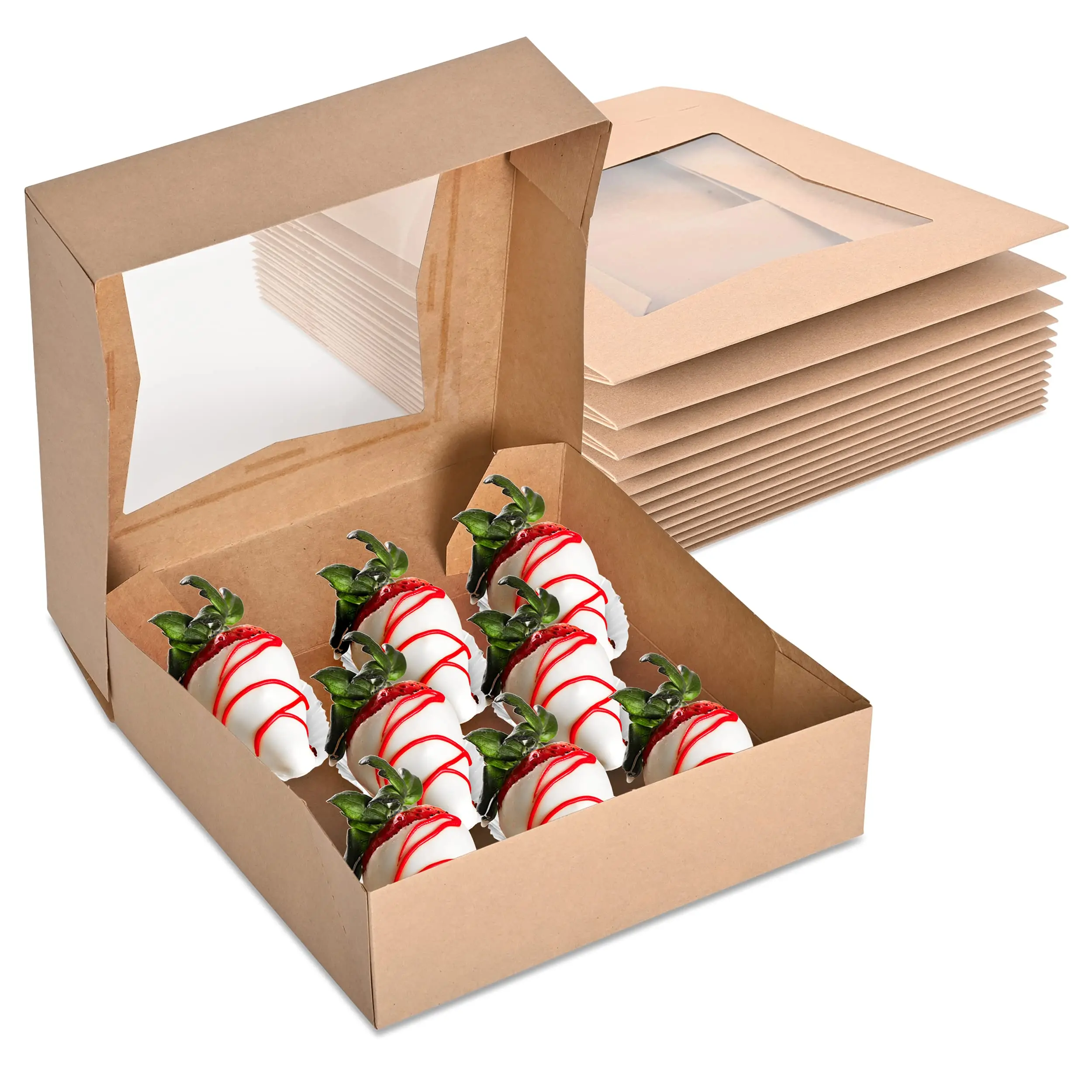 Wholesale Custom White Kraft Paper Bakery Cakebox Dessert Wedding Favor Cupcake Packaging Cake Box In Bulk