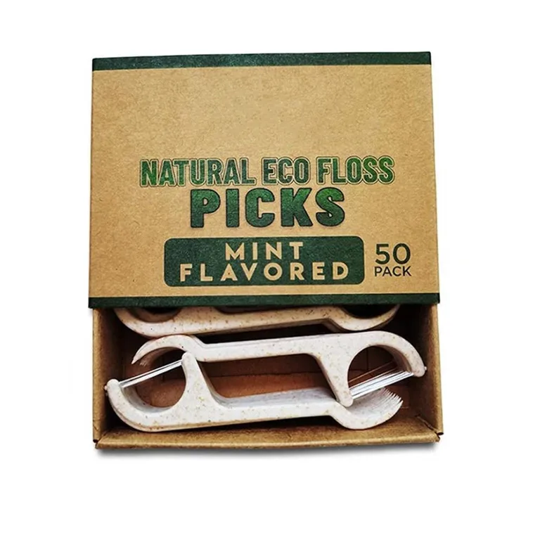 Eco Friendly Floss Pick Bamboo Charcoal Floss Toothpick Stick Silk Mint Flosser Biodegradable Dental Floss Picks