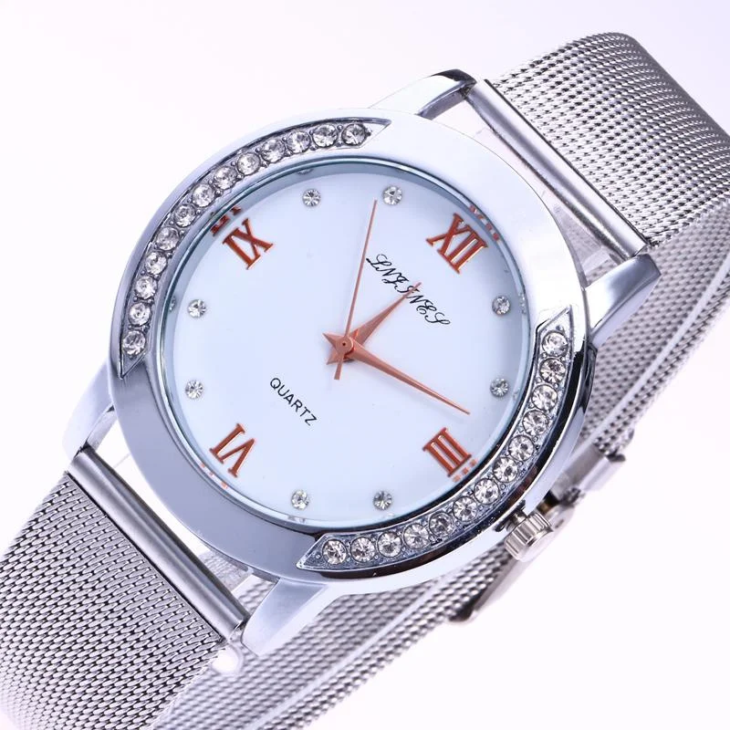 
Best Selling All-match Luxurious Women Diamond Watches Stainless Steel Watch Custom Logo 