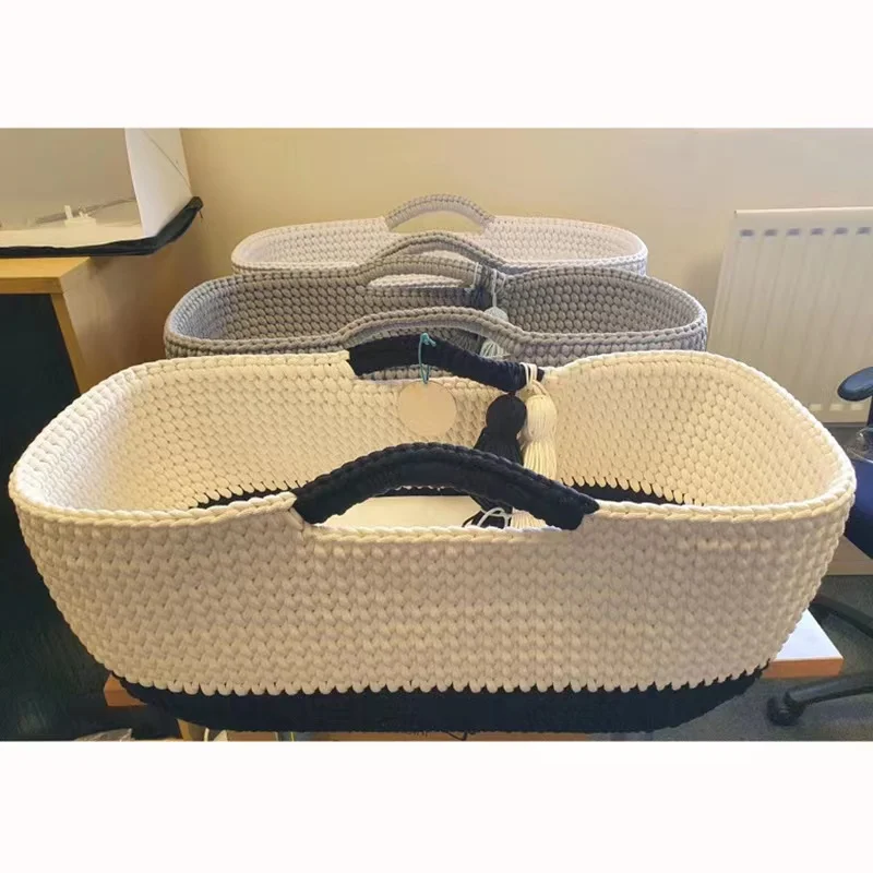 Boho style crochet baby basket