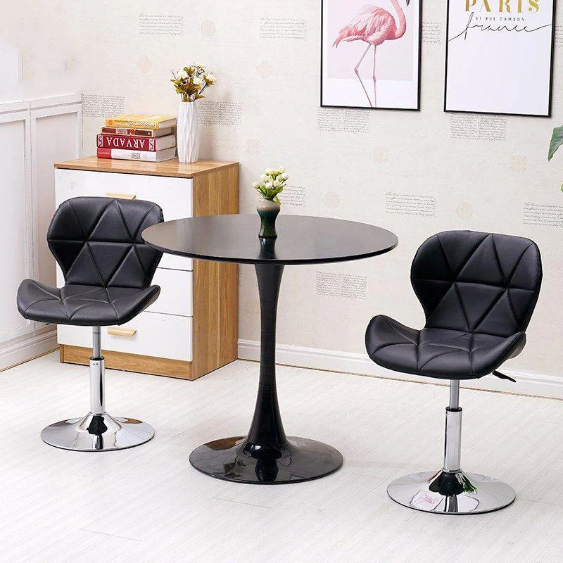 Custom modern salon waiting barber stool hairdressing chair PU leather stainless steel swivel bar high chair