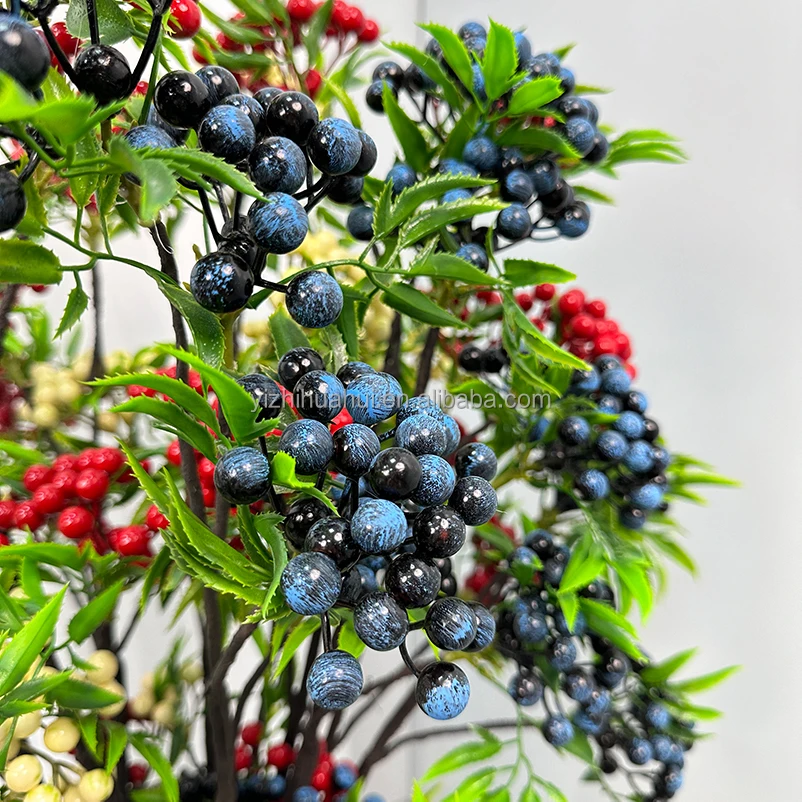 wholesale artificial red berry branch berries cuttings home decoration fruit plant branches realistic vase ornaments