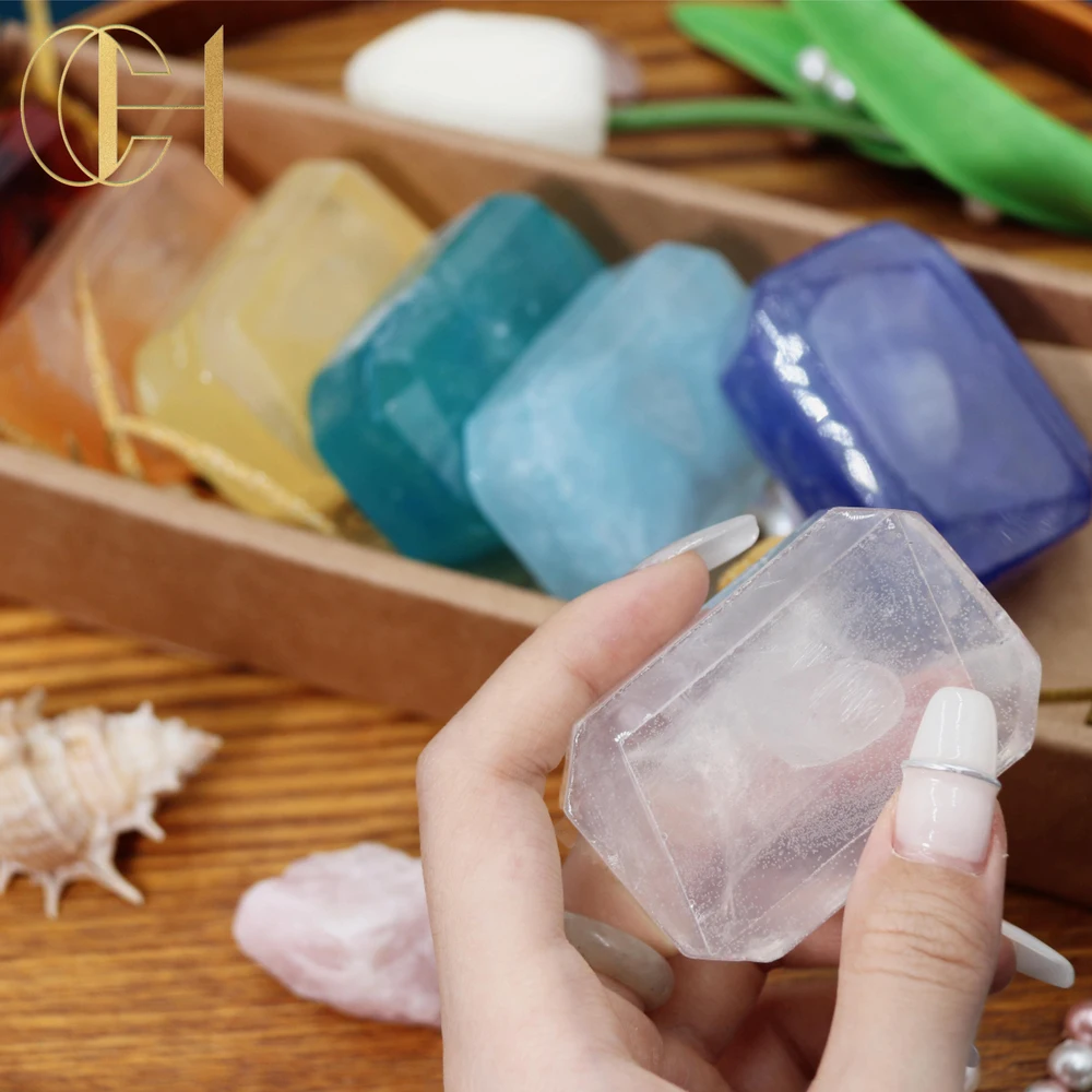 Kabbalah Private Label Colorful Gem Stone Shaped Handmade Natural Crystal Soap Basic Cleaning Bath Soap Stone shape Soaps