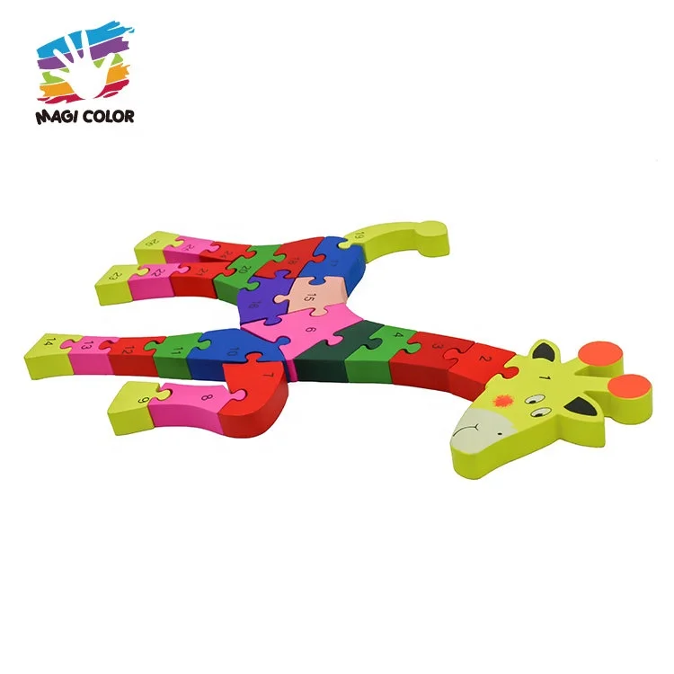 2023 Wholesale educational toy non-toxic wooden giraffe shape puzzle for kids W14I015