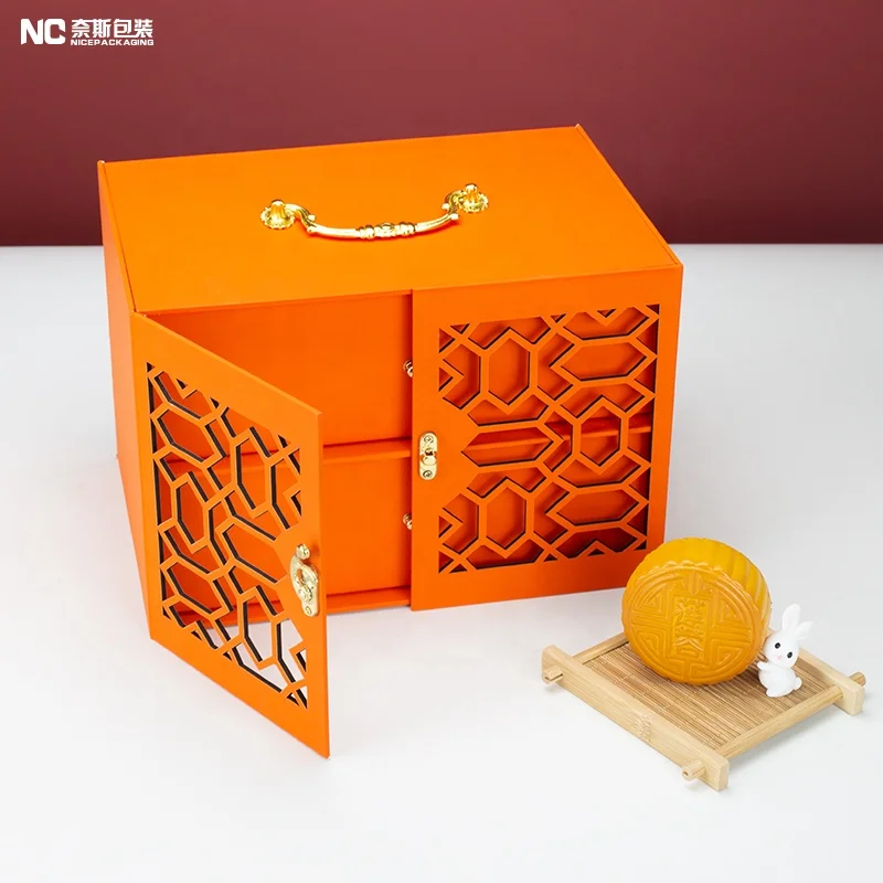 Customised Open Door Modern Mooncake Gift Boxes Set Luxury Mooncake Boxes Drawer Packaging Moon Cake Box for Present