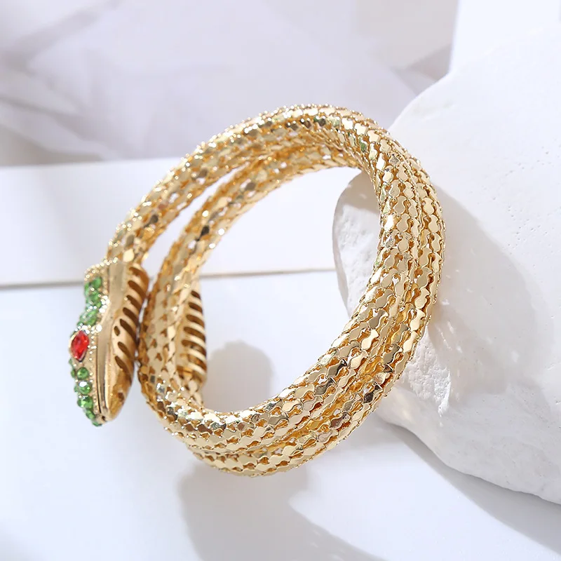 Silver Gold Plated Green Snake Bracelet Customised Crystal Cristal Stones Bracelets for Women