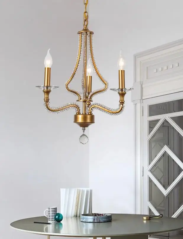 Traditional wrought iron chandelier with K9 crystal rococo restoration chandelier crystal decoration indoor pendant lamp lights