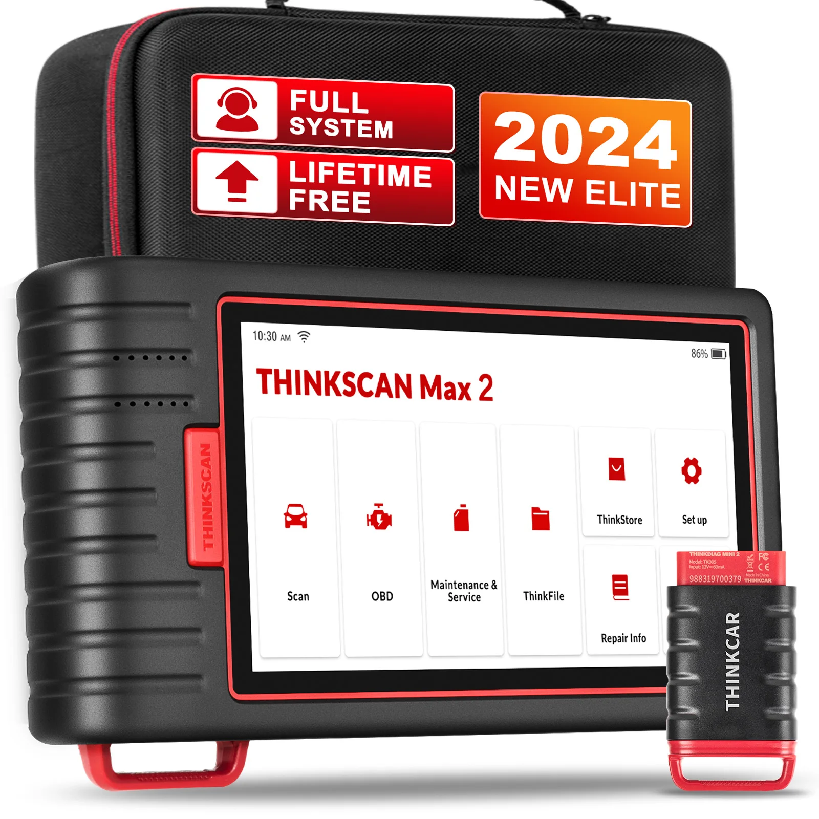 Thinkscan Max 2 Full System OBD Diagnostic Tool FCA CANFD Auto OBD2 Code Reader with 28 Resets
