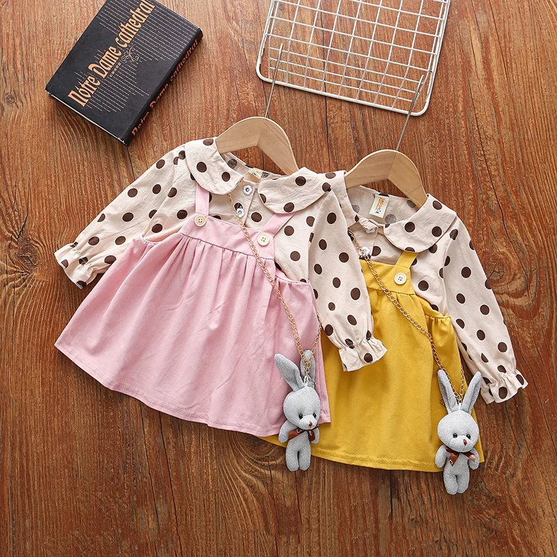Hot Selling Wholesale spring and autumn Spotted dress kids clothing princess skirt 	 korean dress baby girl clothes