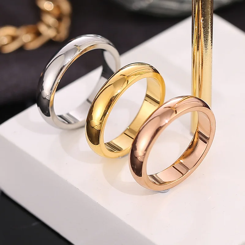 Hot Selling Simple Glossy Plain Couples Ring Finger personalized Men Rings for Women Jewelry Stainless Steel