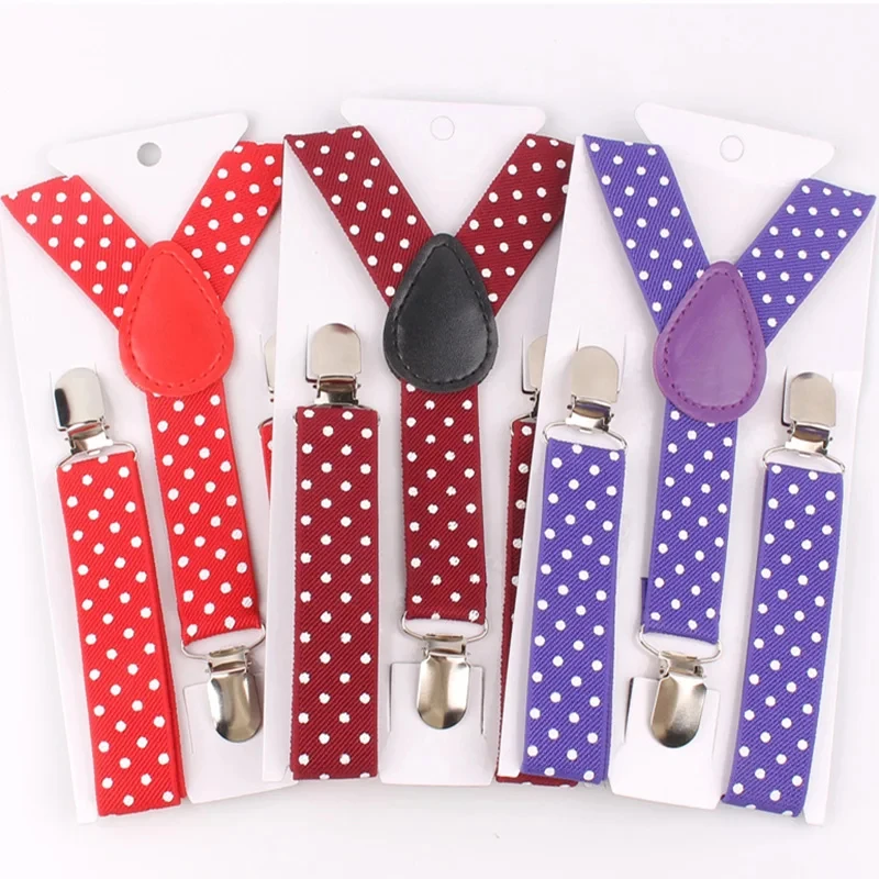 Fashion Polka Dot Colorful Children Belt Baby Boys Girls Suspenders Clip-on Y-Shape Braces Elastic Kids Adjustable 3 Clips Belts