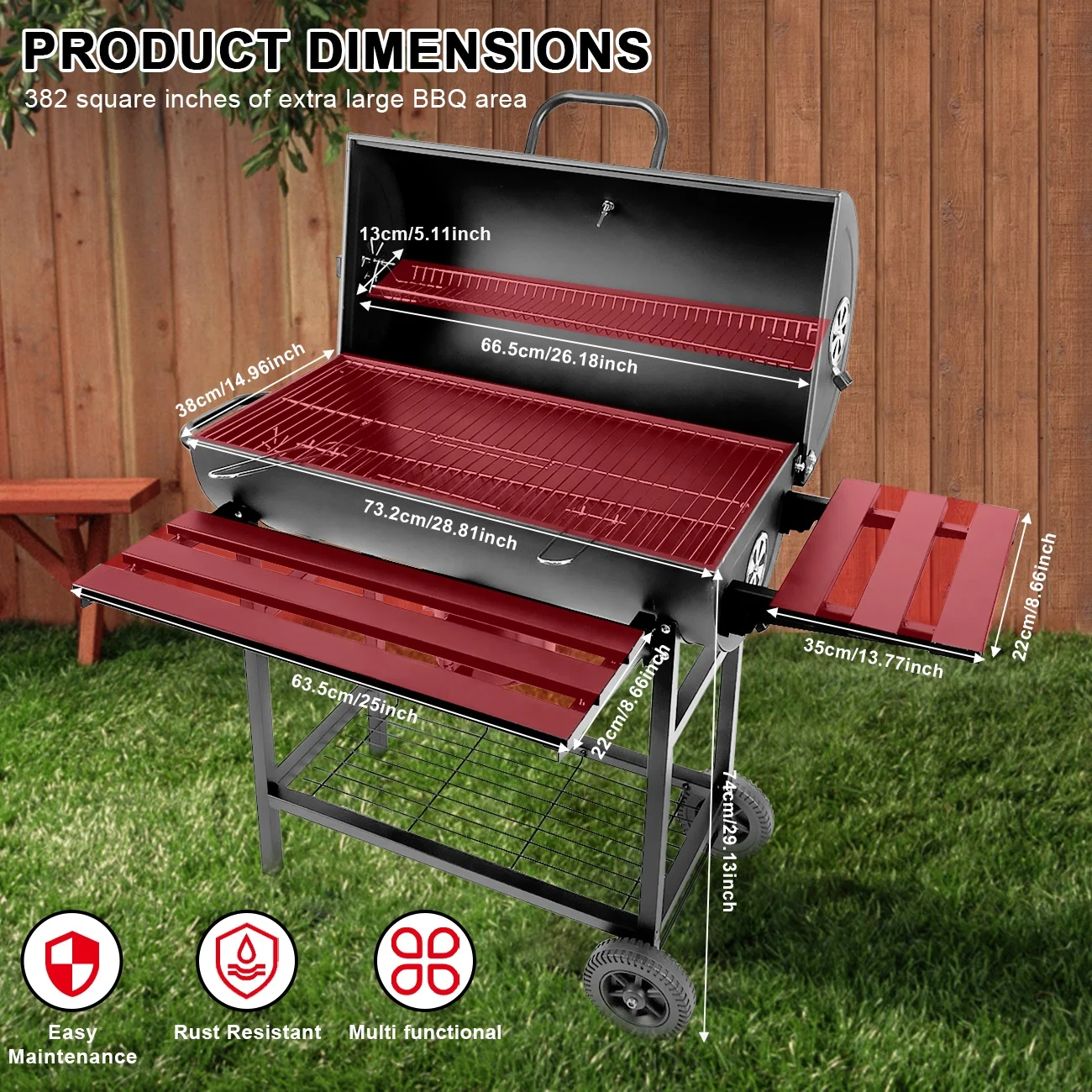 High Quality Smokeless Heavy Duty BBQ Grills Large Charcoal Grill Trolley Barbeque Smoker Rotisserie Barbecue BBQ Charcoal Grill