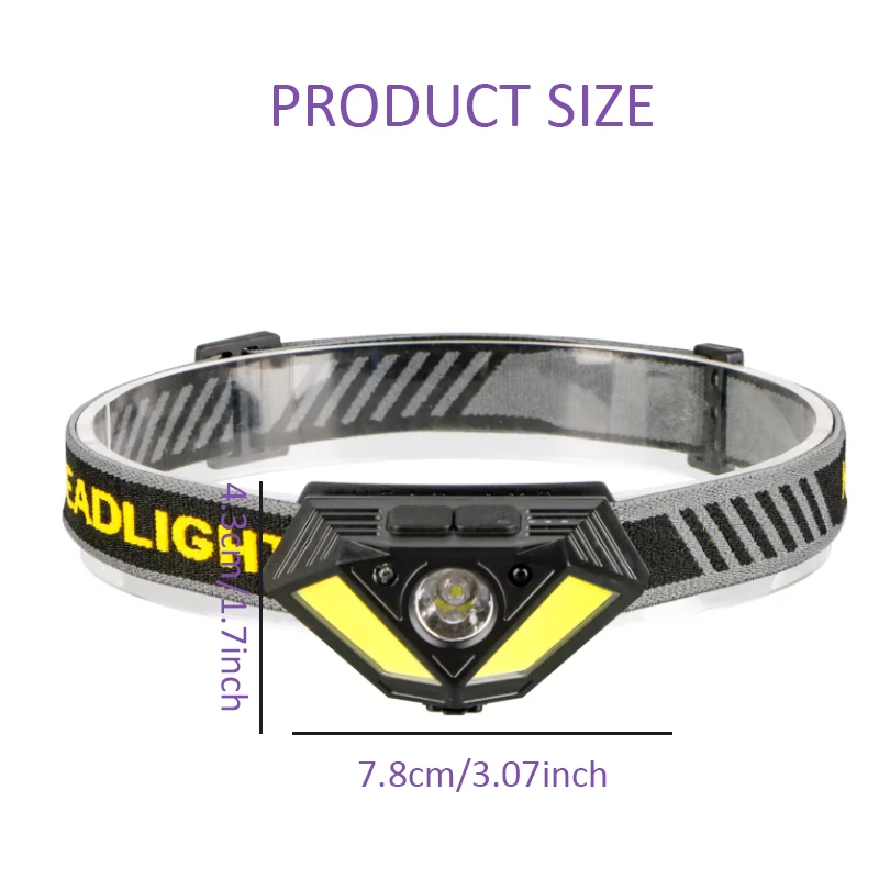 Motion Sensor Headlamp Rechargeable Headlamp with USB Rechargeable Waterproof Headlight for Repairing Night Sport Household Work