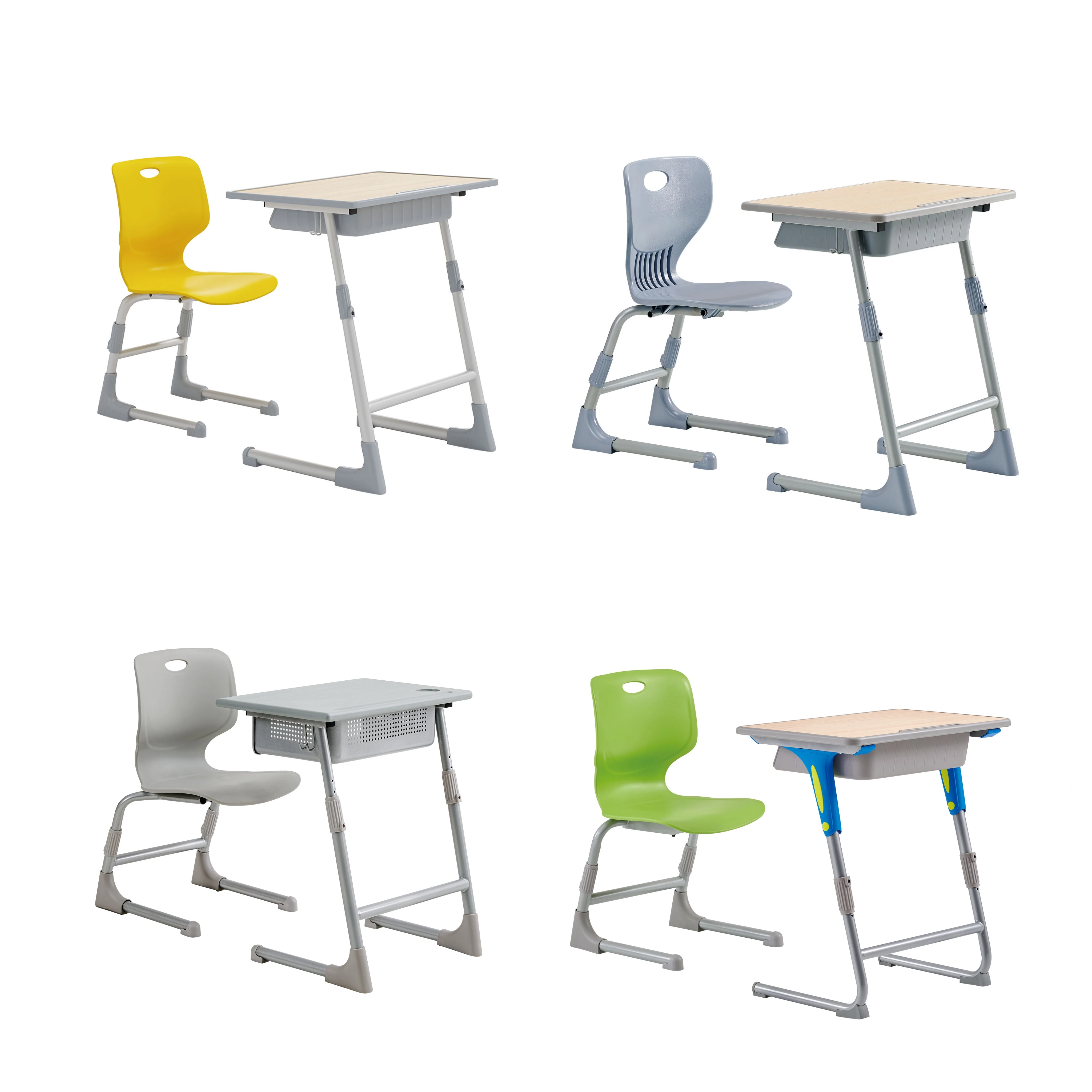 Wholesale School Furniture Adjustable Single Student Table And Chair Set for Education