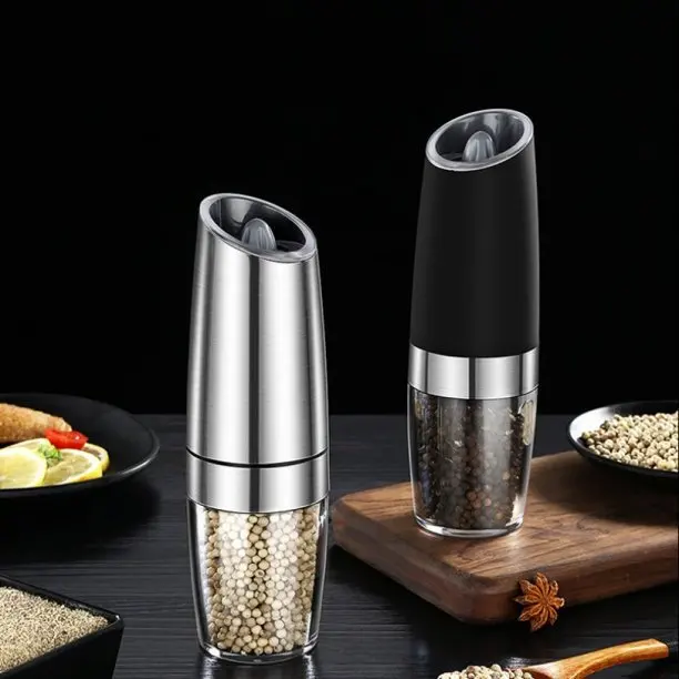 Gravity Induction Automatic Pepper Grinder with Adjustable Thickness Electric Pepper Grinder with Blue Light