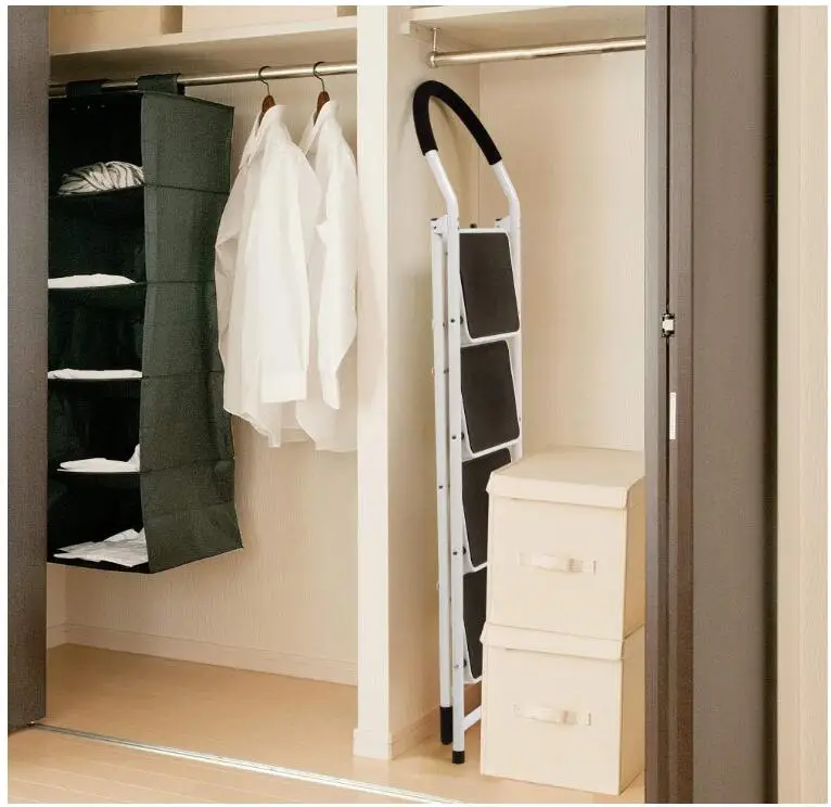 4 Step stool step ladder with handgrip and wide pedal load capacity 150kg