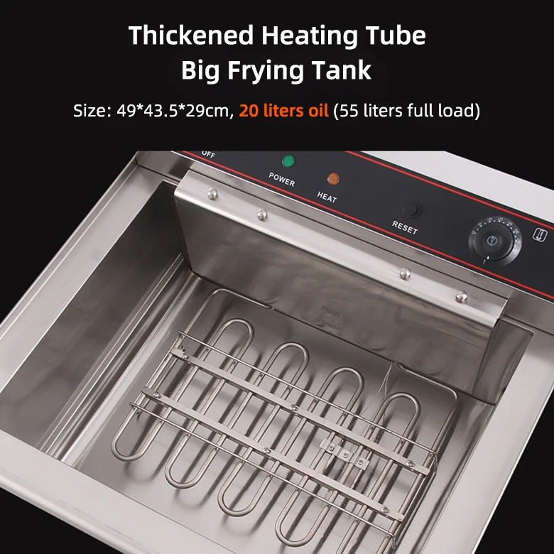 Electric deep fryer 20 liters oil commercial large capacity deep-fried dough stick fried skewer whole chicken fryer machine