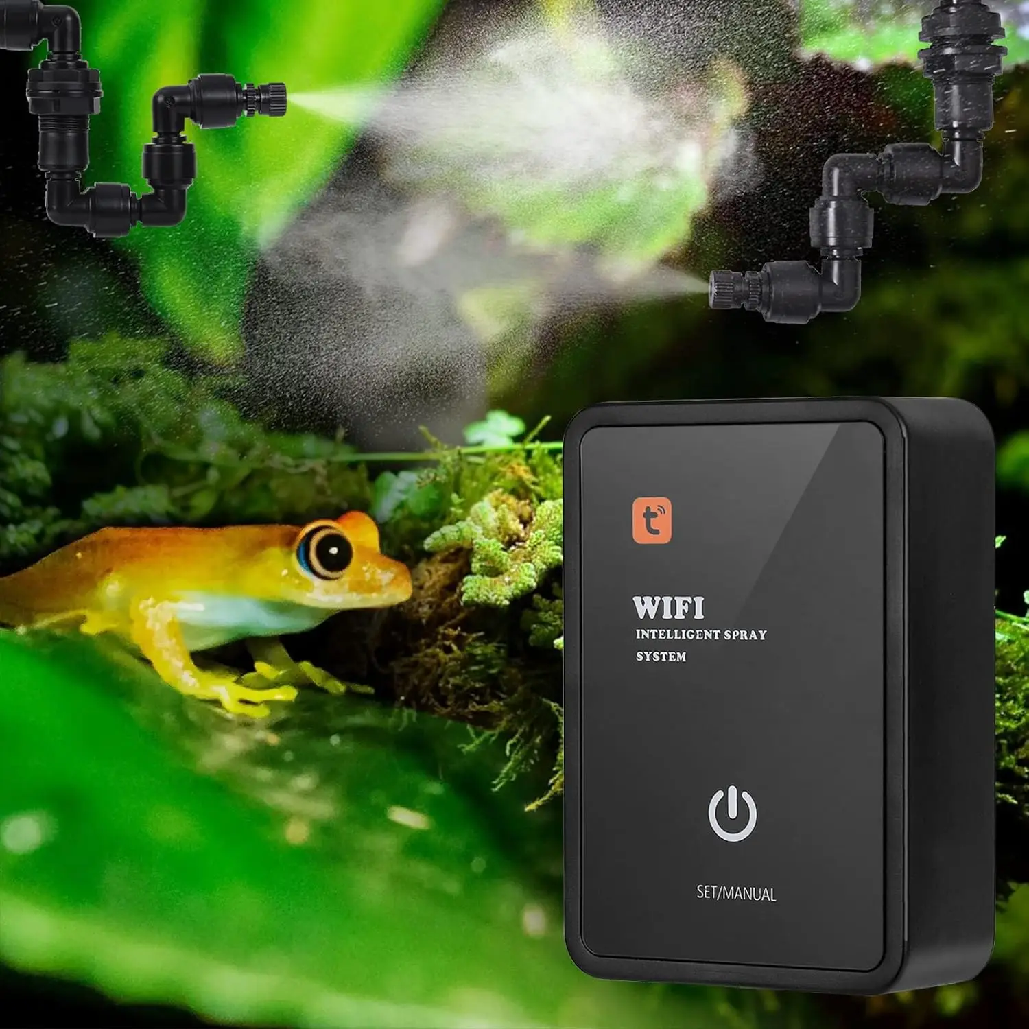 WiFi Intelligent Reptile Humidifier Mist System Reptiles Mist Sprinkler, Automatic Humidifier for Terrarium/Amphibian/Rainforest