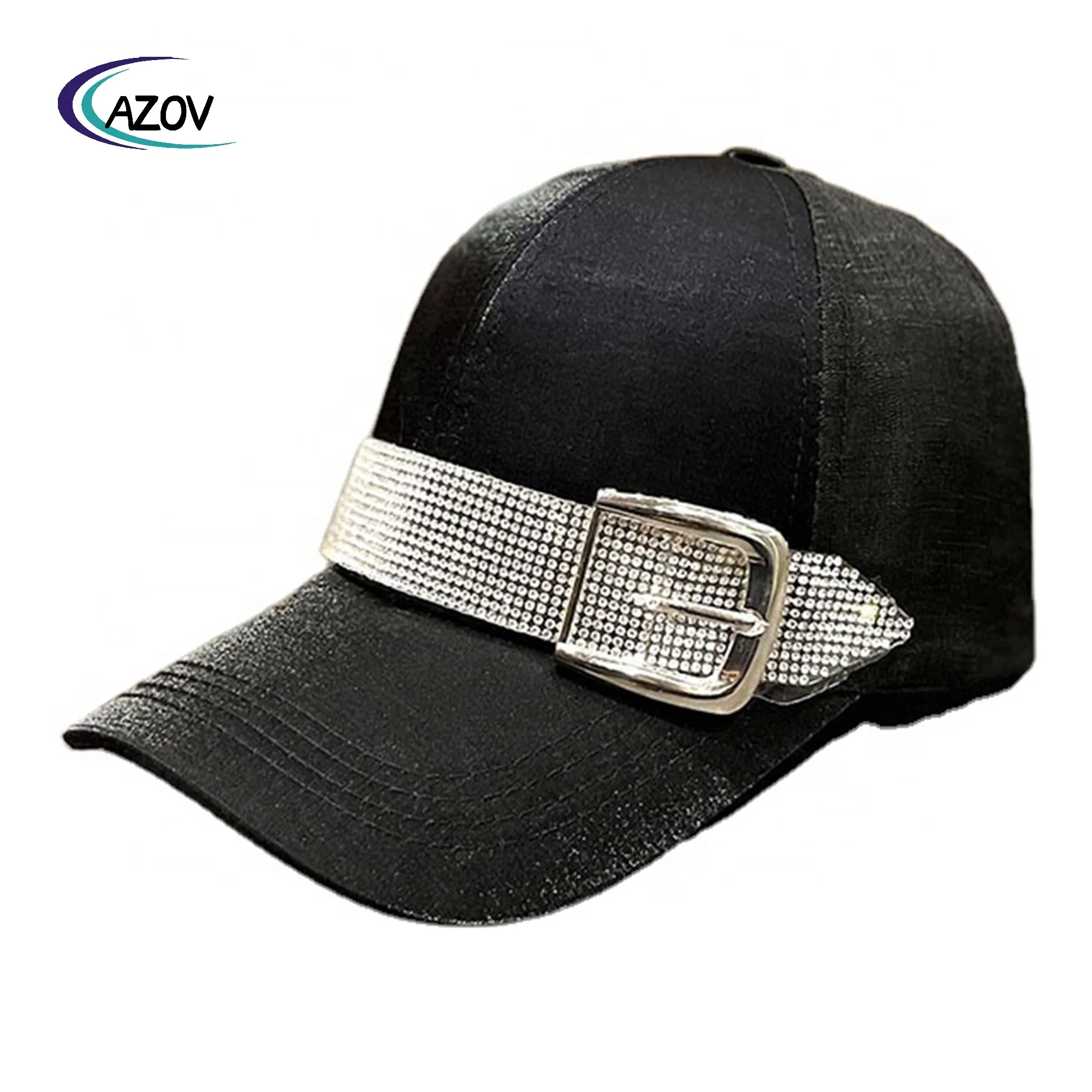 New Fashion Designer Hats Rhinestone Belt Mercerized Mesh Baseball Cap Summer Thin Sunscreen Hat Gorras
