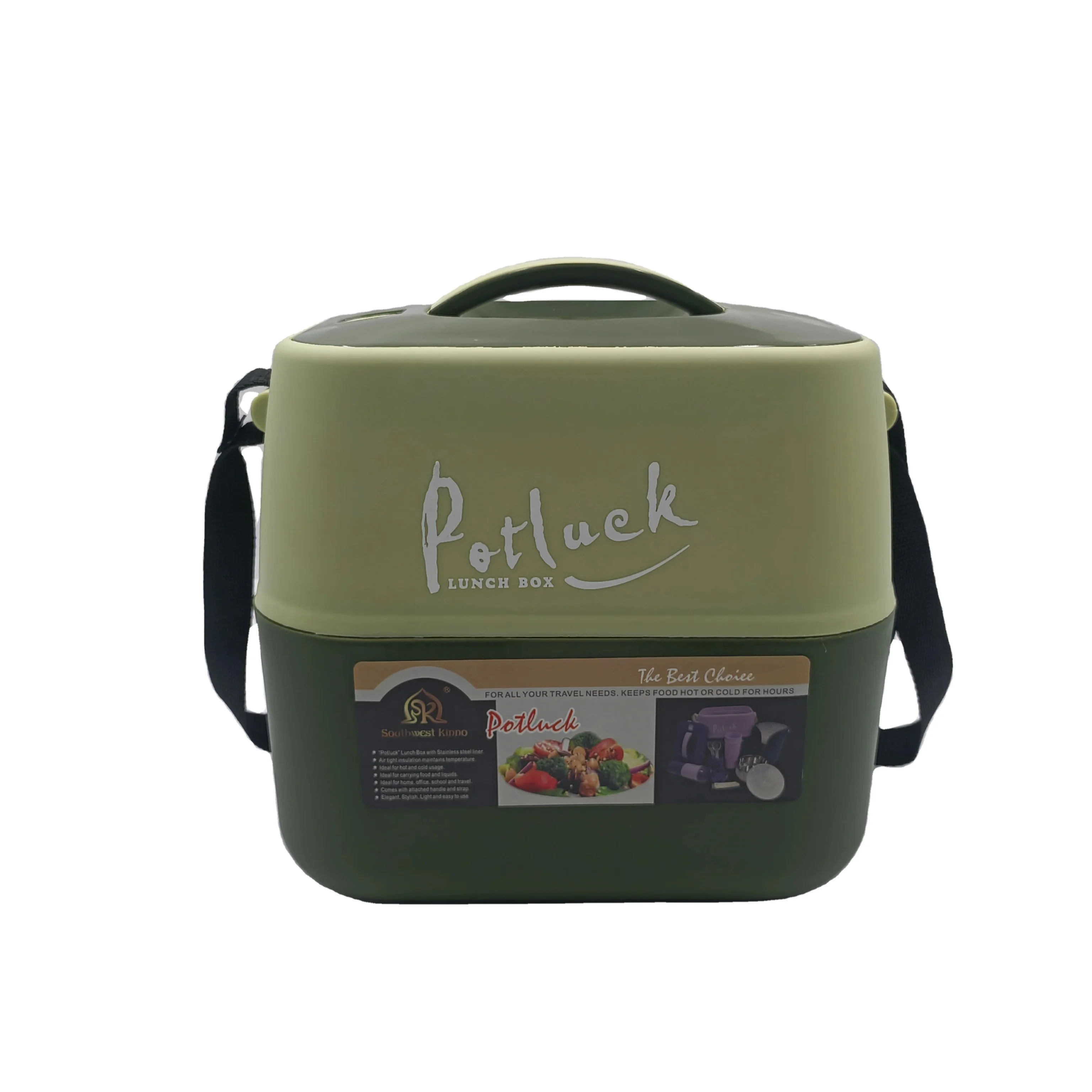 Factory Direct Picnic Portable Bag Potluck ABS+Stainless Steel Lunch Box Food Jar Bag