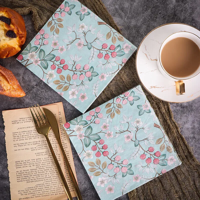 Custom Printed 3 Ply 18gsm 1/4 Fold Decorate Cocktail Paper Napkins Home Party