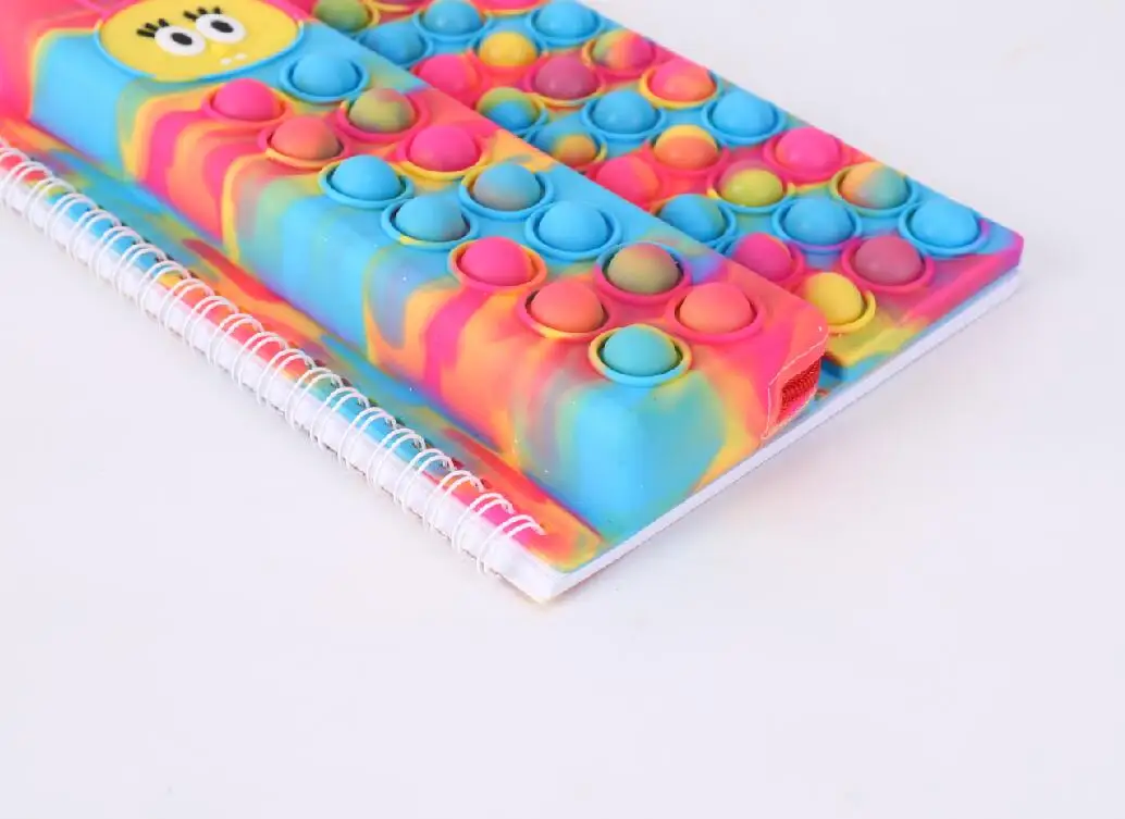 Minions cartoon cover silicone A5 bubble notebook fidget sensory toys push bubbles notebook with pencil case