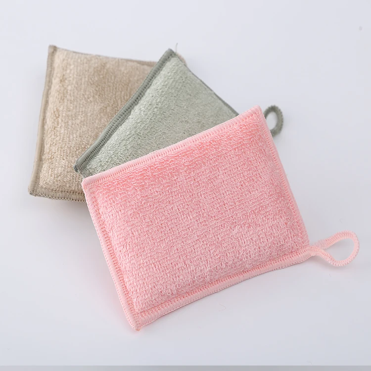 Бамбуковые натуральные впитывающие губки, кухонные чистящие губки, многоразовые губки для мытья посуды