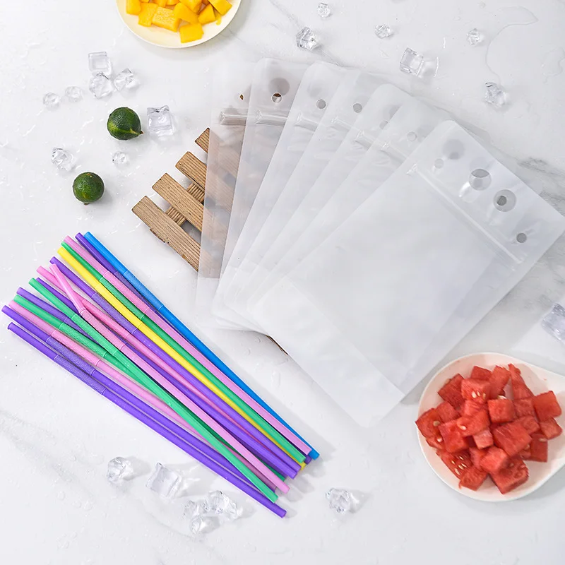 Customized Standing Juice Drink Pouch With Straw, Gravure Printing Plastic Beverage Packing Bag, OEM Bags