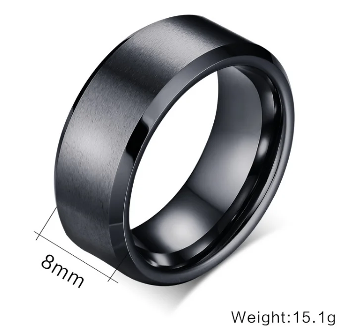 
8mm cool black tungsten ring for men 