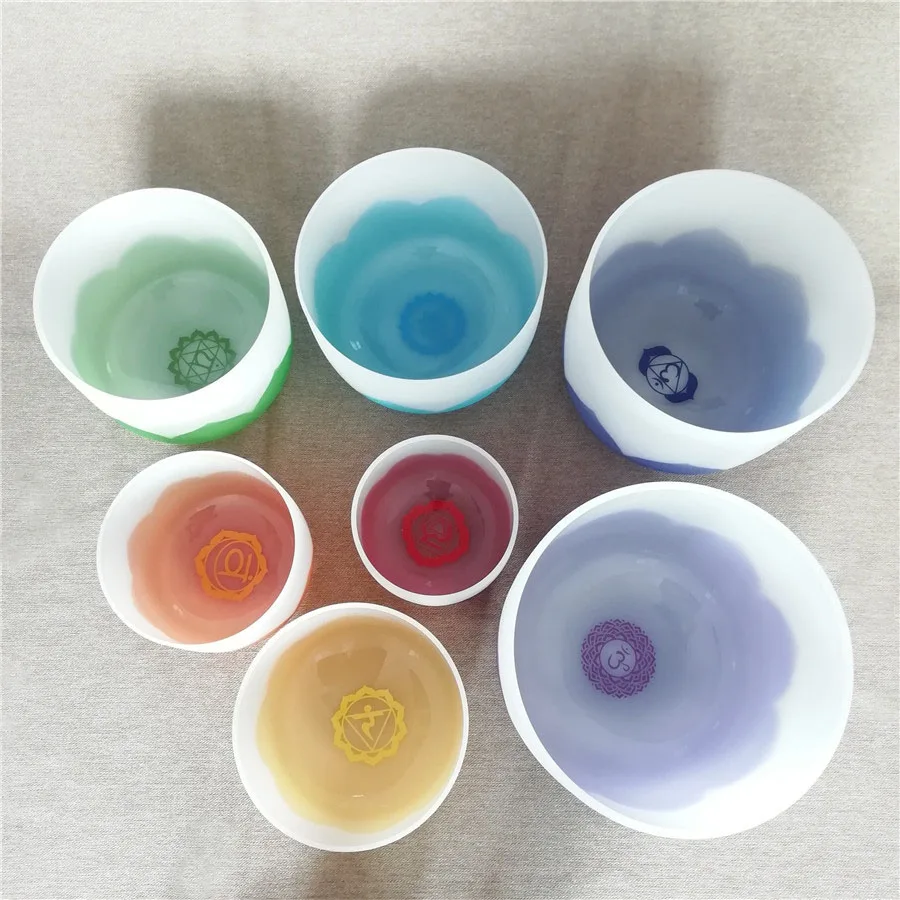 HF Full Sets of Chakra Energy Quartz Crystal Singing Bowls For Rousing Superconscious