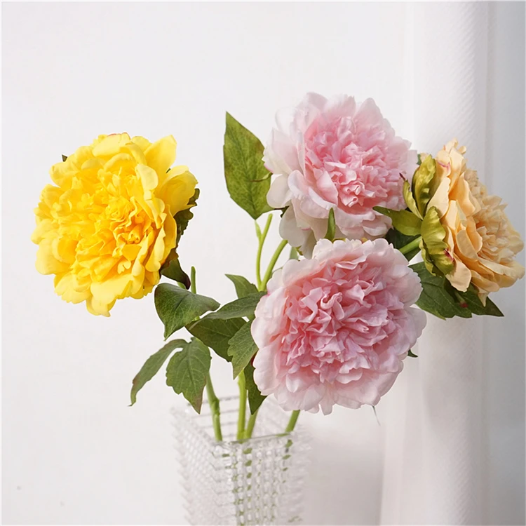 Peony Flower Artificial Real Touch Peony Single Stem for Floral Arrangement DIY Faux Pink Silk Peony for Wedding Home Decoration