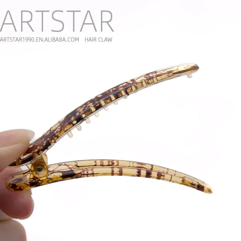 Artstar Plastic 12cm 9cm 7cm big mini crystal Clear Gril crocodile Alligator Hair Clips Hairpin for hair with Lines Spots