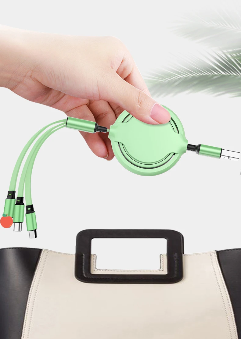  Изготовленным на заказ логосом 3 в 1 Выдвижной usb-кабель для зарядки м USB зарядное устройство iPhone и Android телефонов с интерфейсом Type-C