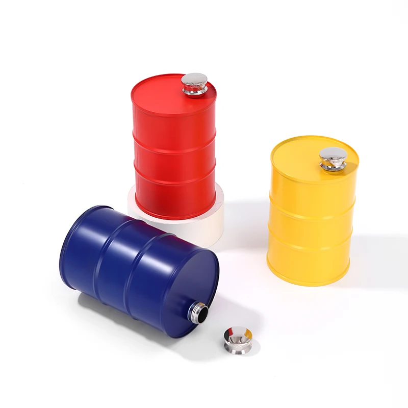 Изготовленным на заказ логосом 25oz 750ml бочки для нефтепродуктов форму вина из нержавеющей стали плоская фляжка баррель формы виски фляга