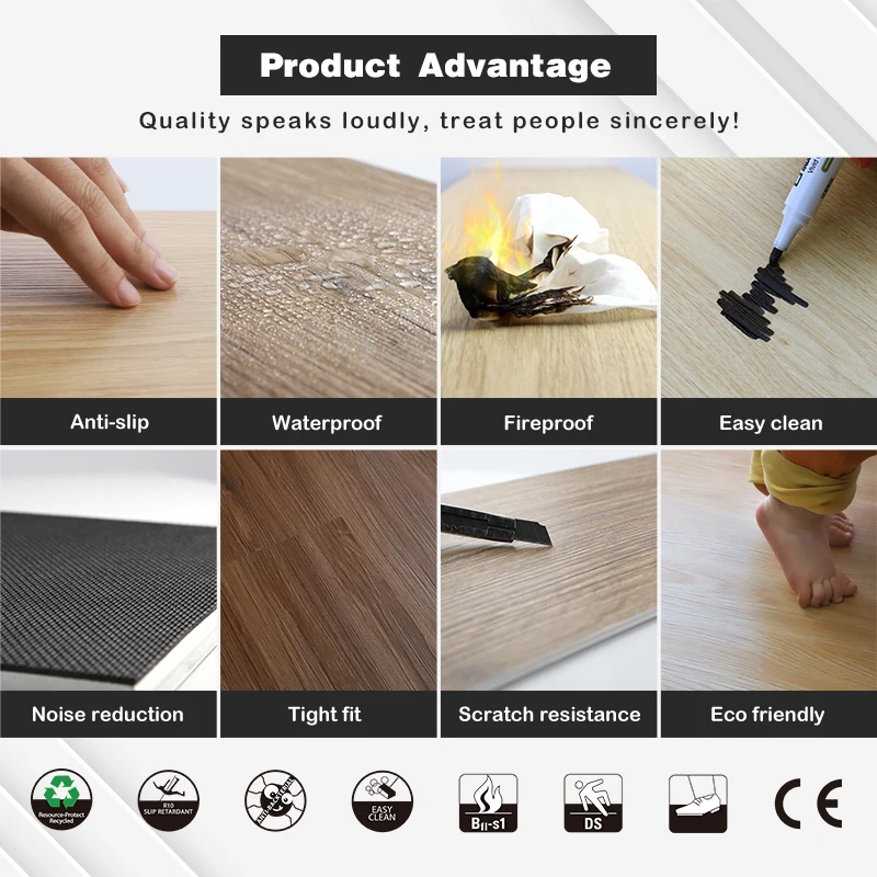China Supplier High Dimensional Stability Extrusion Spc LVT Click Vinyl Floor Plank Free customization sample