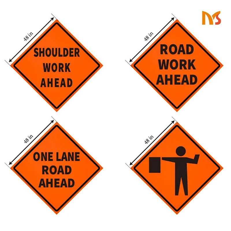 Customised High Visibility Pedestrian Junction Speed Reduction and Stop Signs Road Warning Signs Orange Construction Signs
