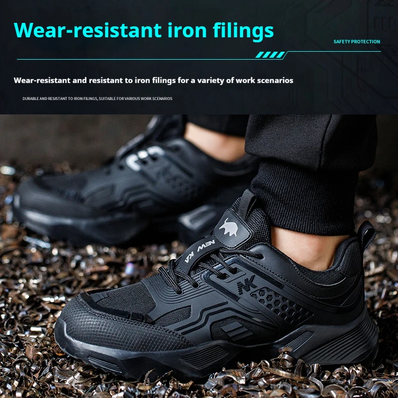 Lightweight Breathable Protective Non Slip Work Training Shoes  Industrial Construction Steel Toe safety shoes for men